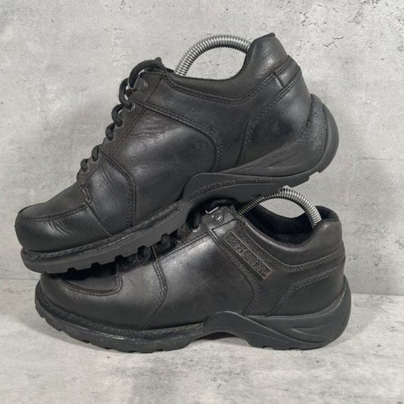 Harley Davidson Low Top Boots Mens Sz 8.5 Womens 10 Riding Black Leather Shoes - Picture 6 of 9